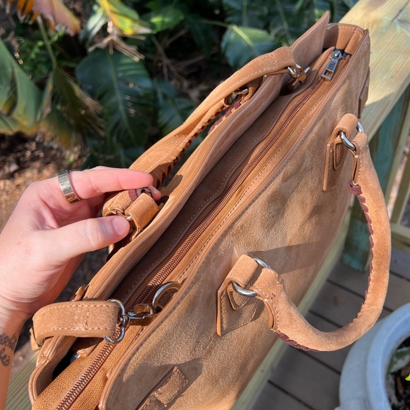 Ashro Western Boho Suede Satchel Bag – 17x10” Shoulder & Crossbody Purse - Picture 13 of 15